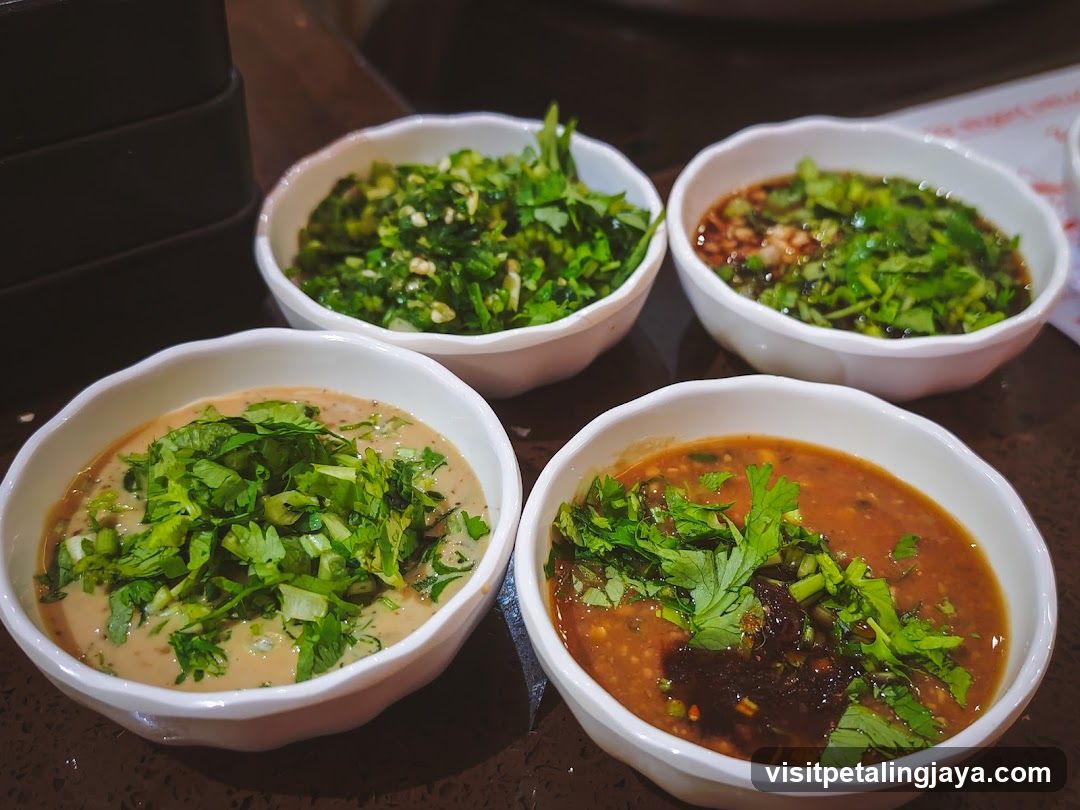 Dipping Sauces with Cilantro Garnish