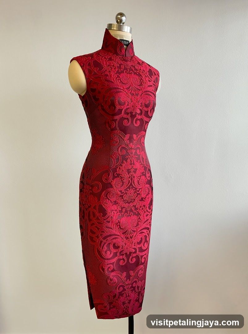 Red Patterned Cheongsam on Mannequin