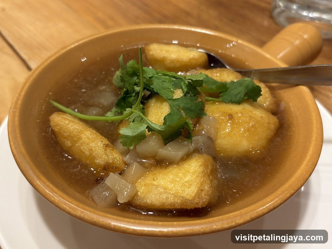 Fried Dough Soup with Tofu and Cilantro