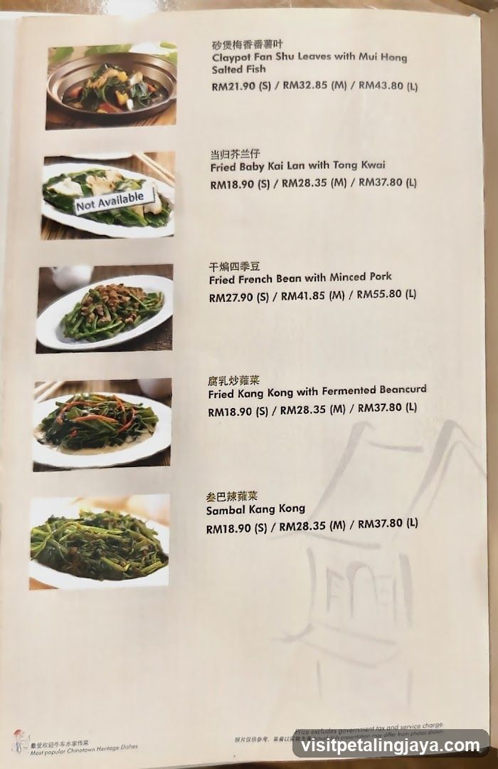 Chinese Restaurant Menu Page