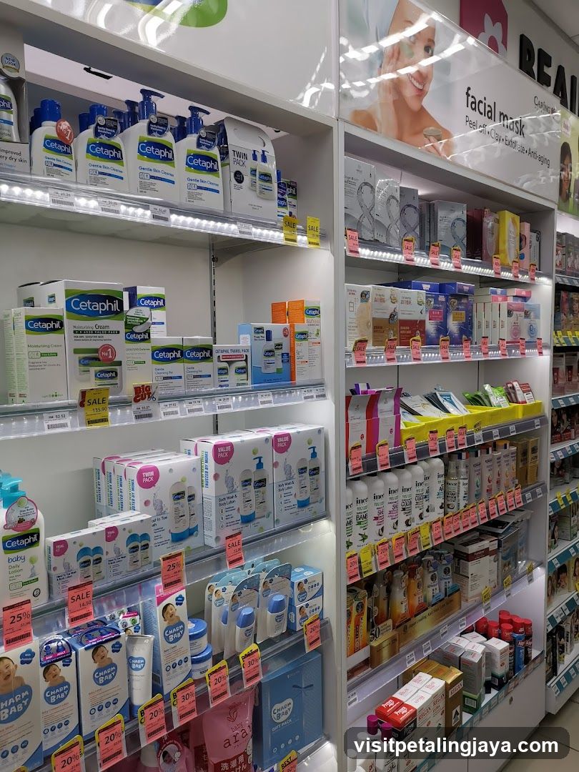 Cosmetics and skincare products display