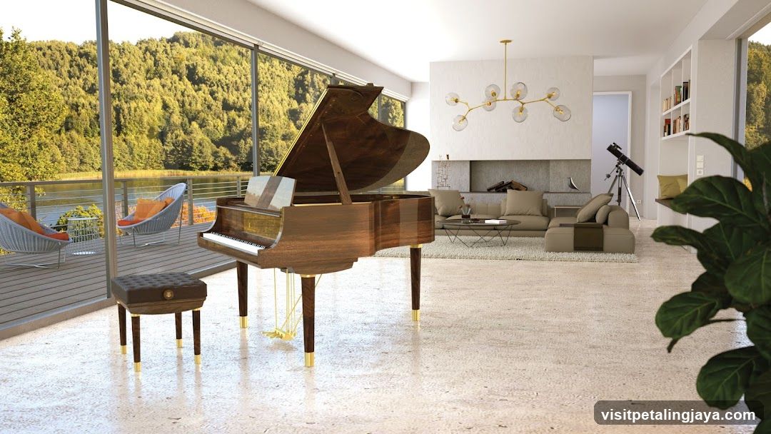 Modern Living Room with Grand Piano