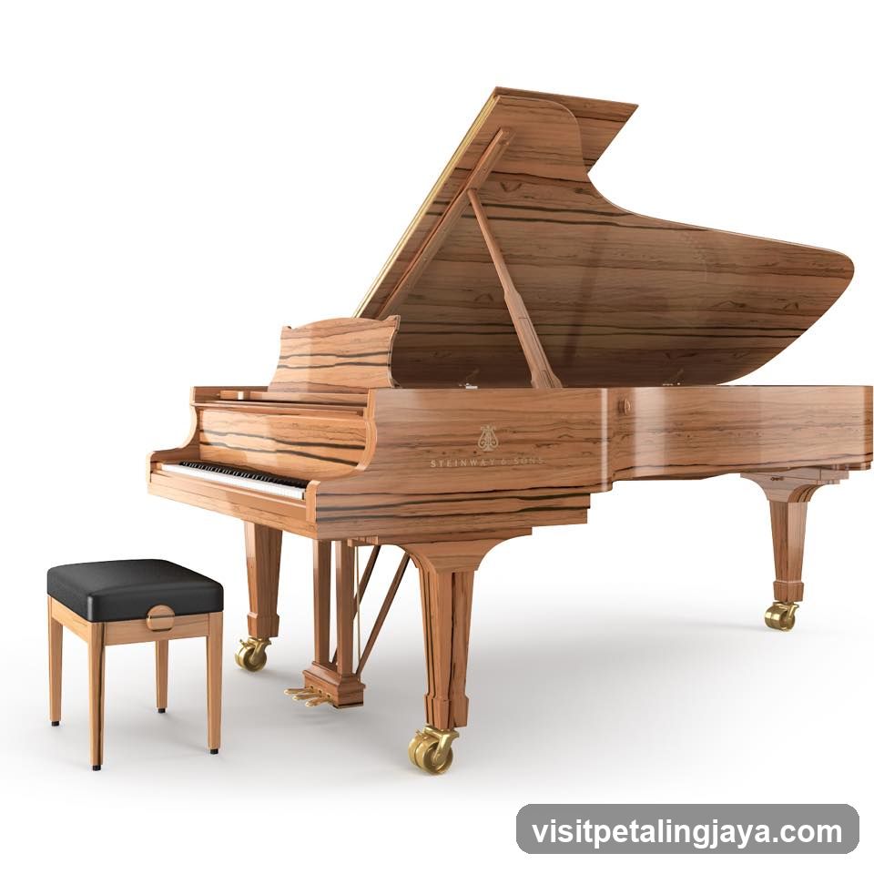 Grand Piano with Music Stand and Bench