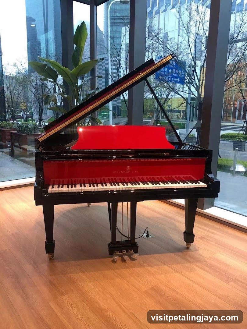 Red Grand Piano in Modern Interior