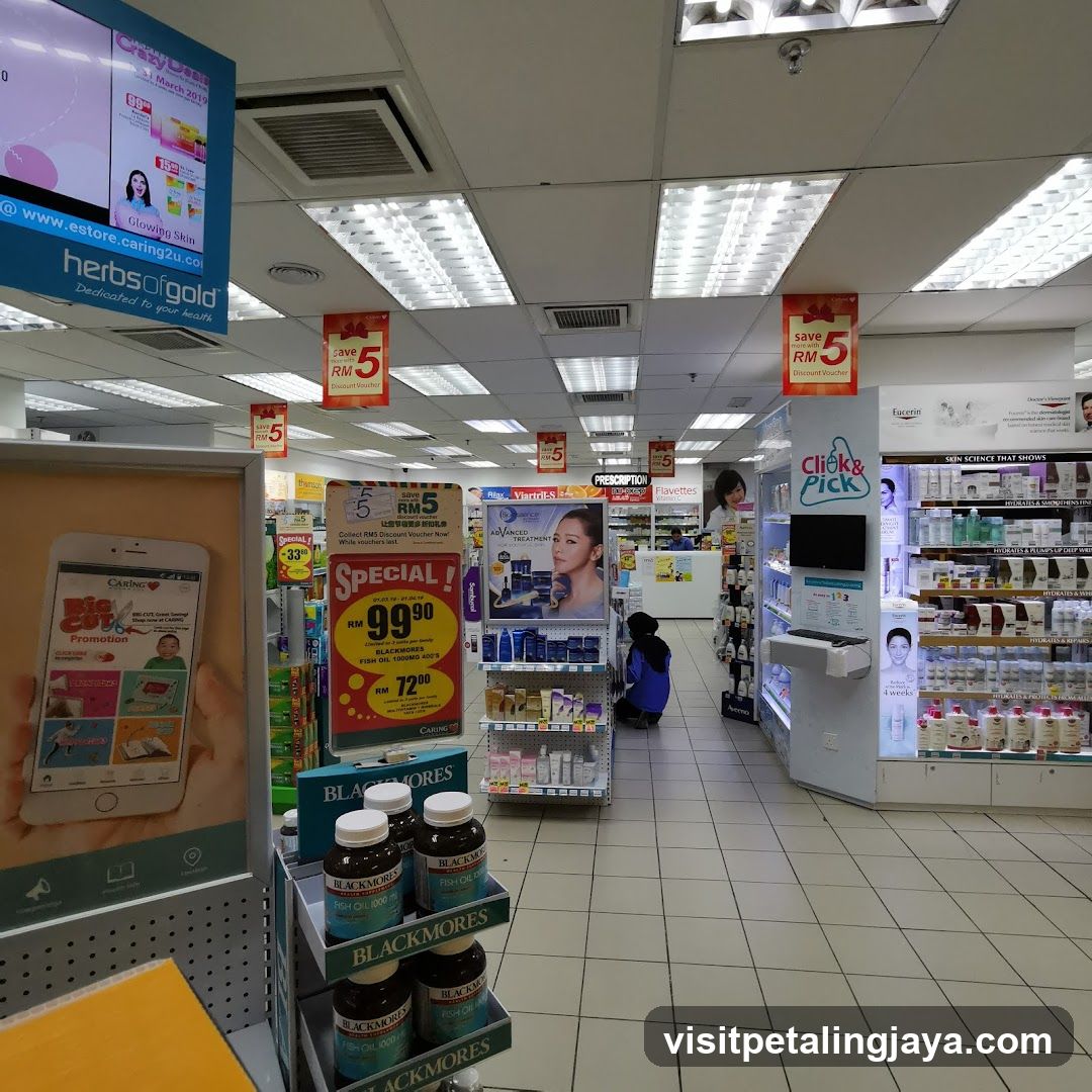 Pharmacy Interior with Promotional Displays