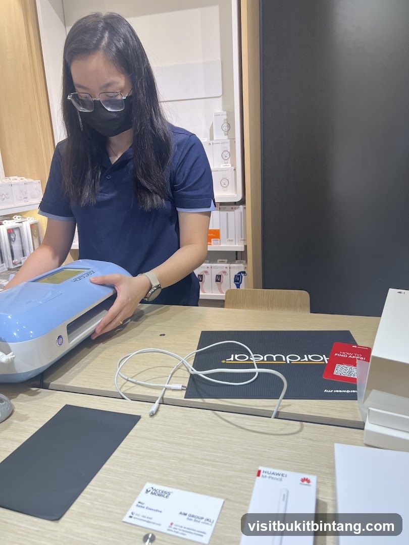 Store employee with device