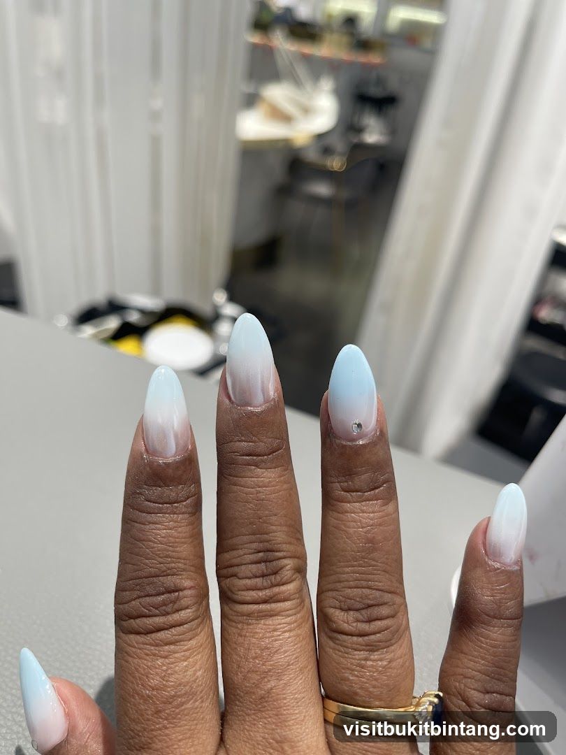 Ombre Nails with Rhinestone Accent