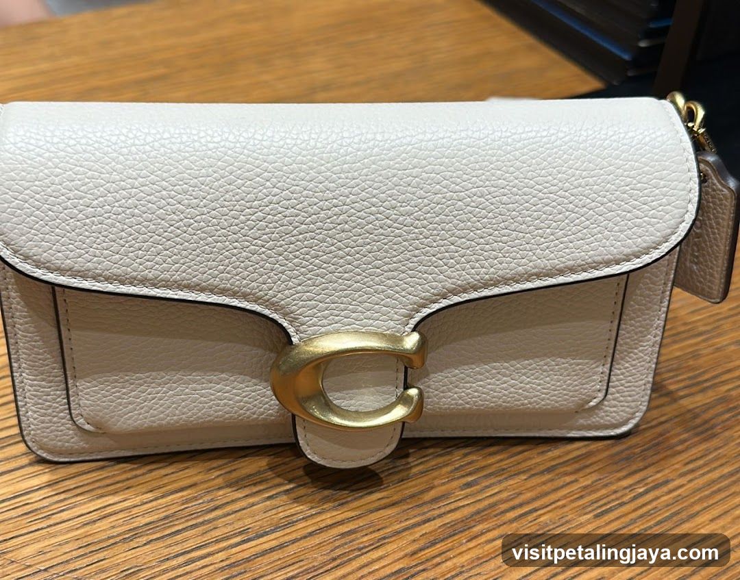 White Leather Handbag with Gold Hardware