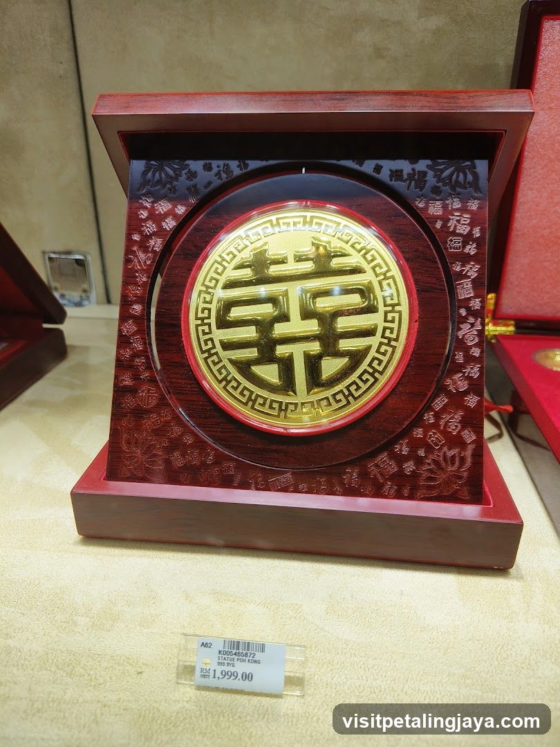Gold Double Happiness Coin Display