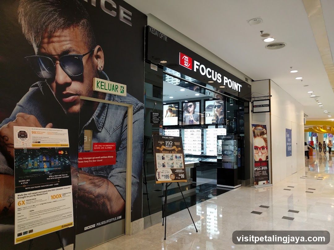 Shopping Mall Corridor with Storefronts and Posters