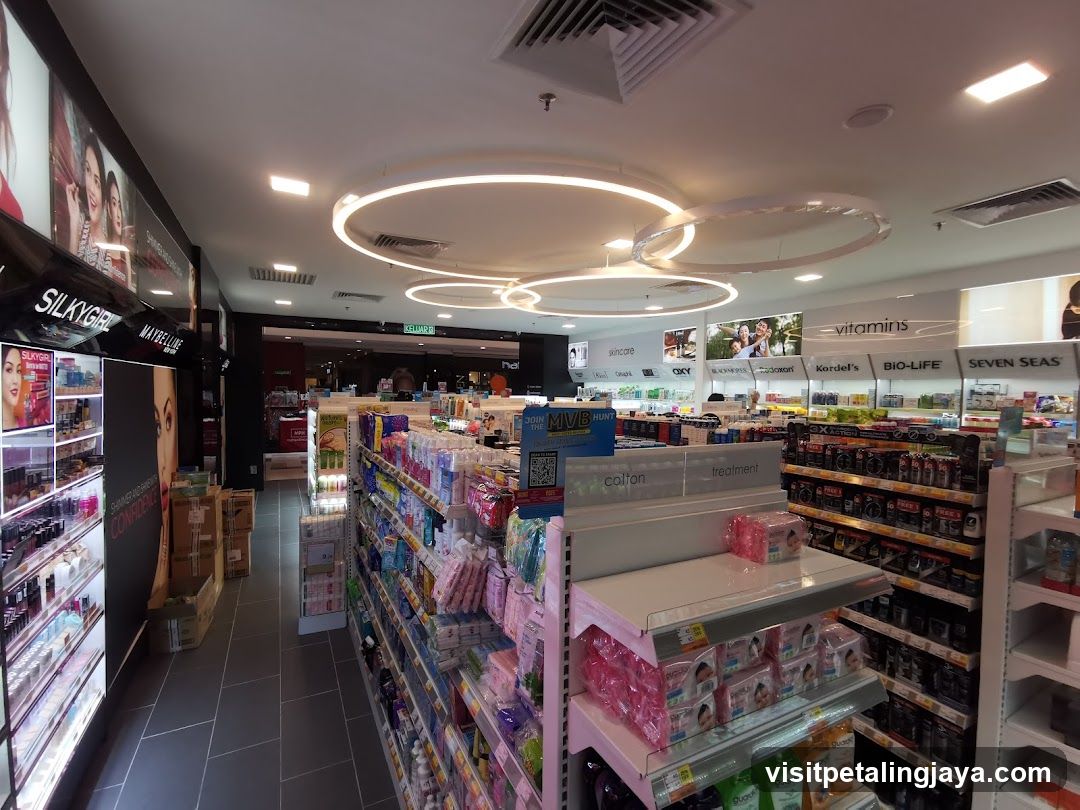 Interior of a well-lit pharmacy or beauty store