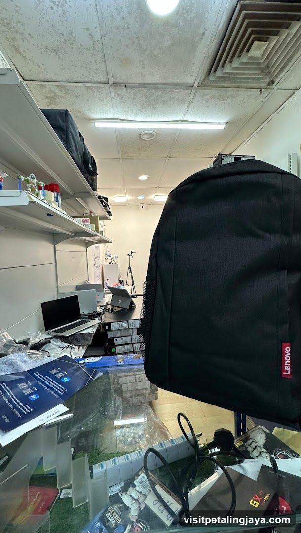 Tech Shop Interior with Lenovo Backpack