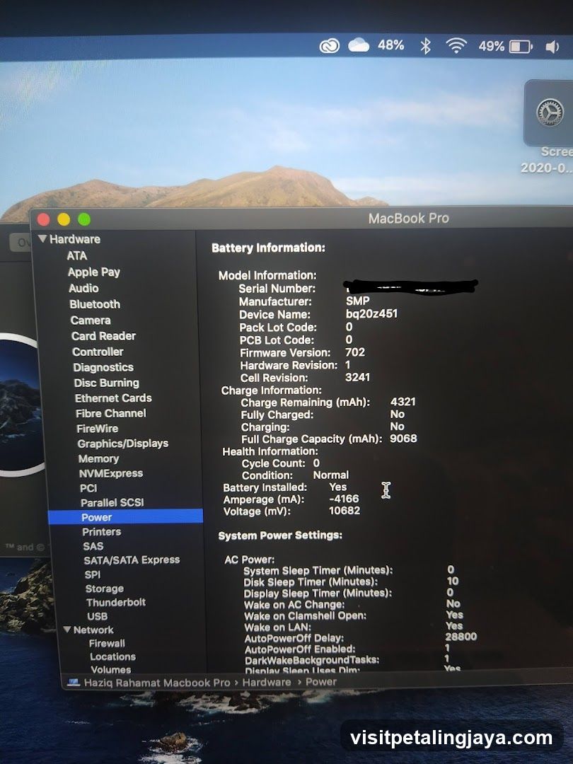 MacBook Pro System Information Screen