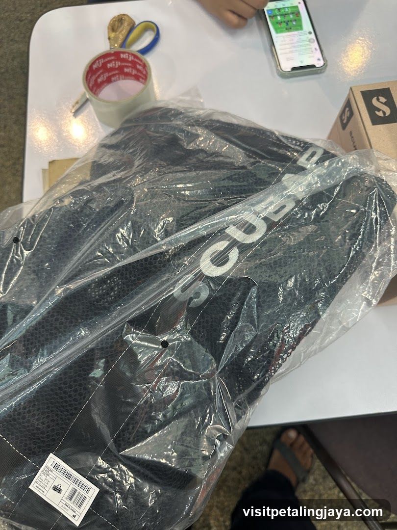 Unwrapped SCUBA Gear on Table