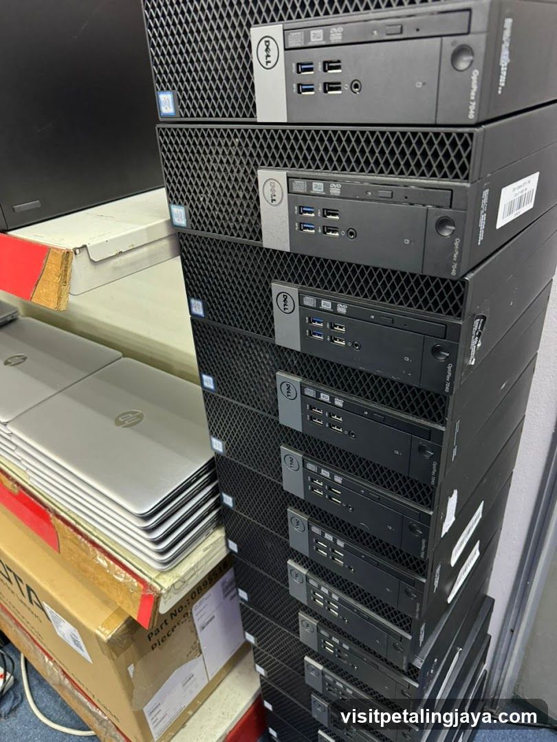 Stack of Dell Servers and Laptops