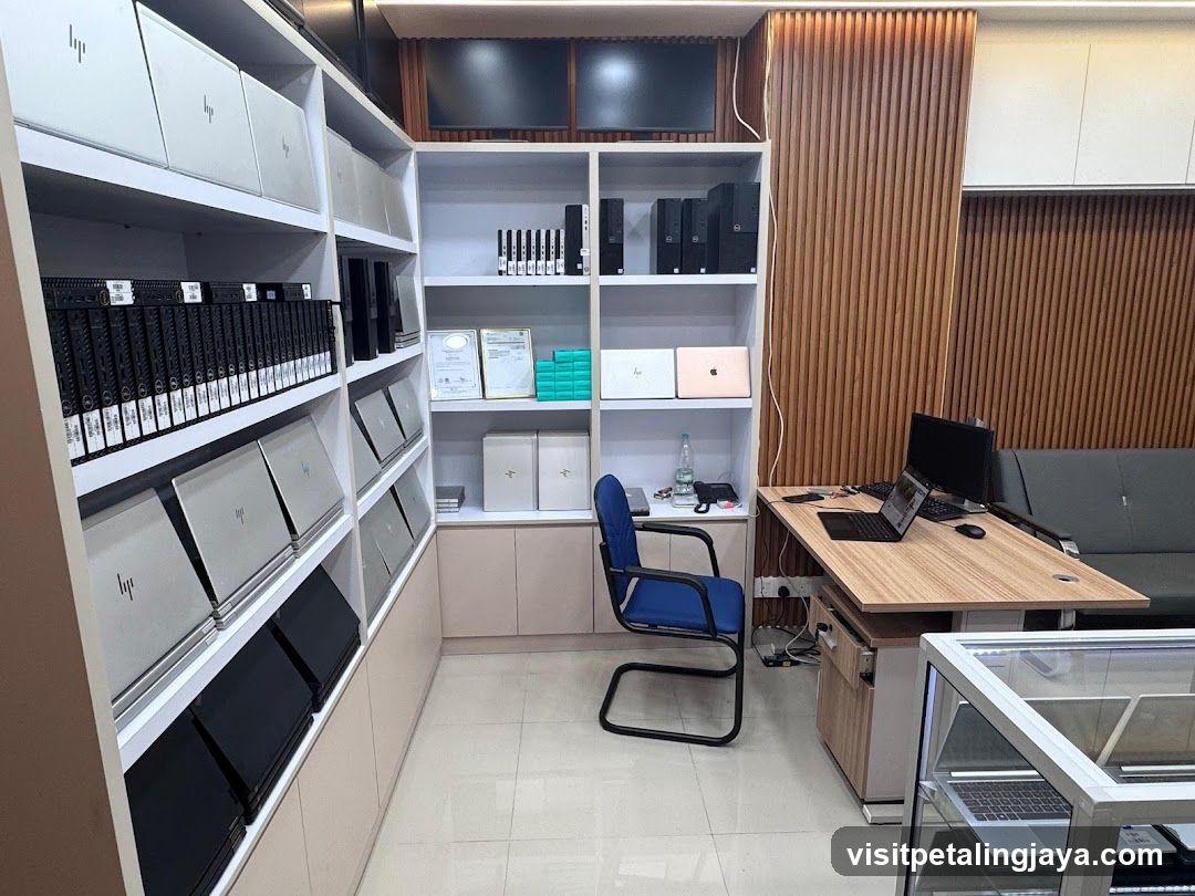 Office Interior with Electronics Display