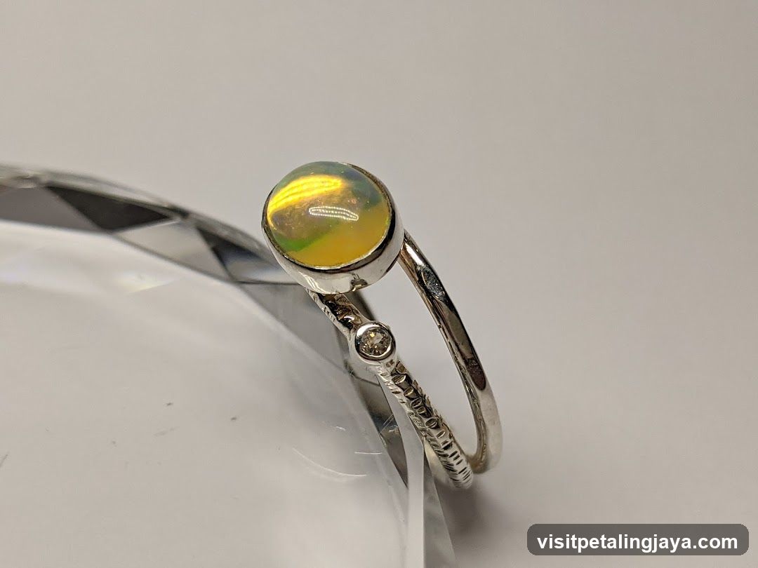 Opal Ring on Display Stand