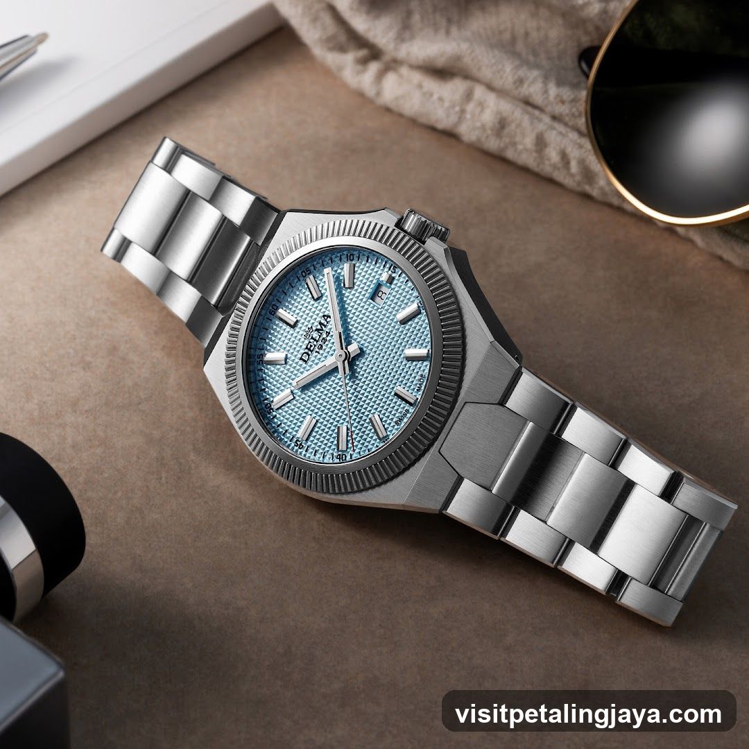 Blue Dial Watch on Brown Surface