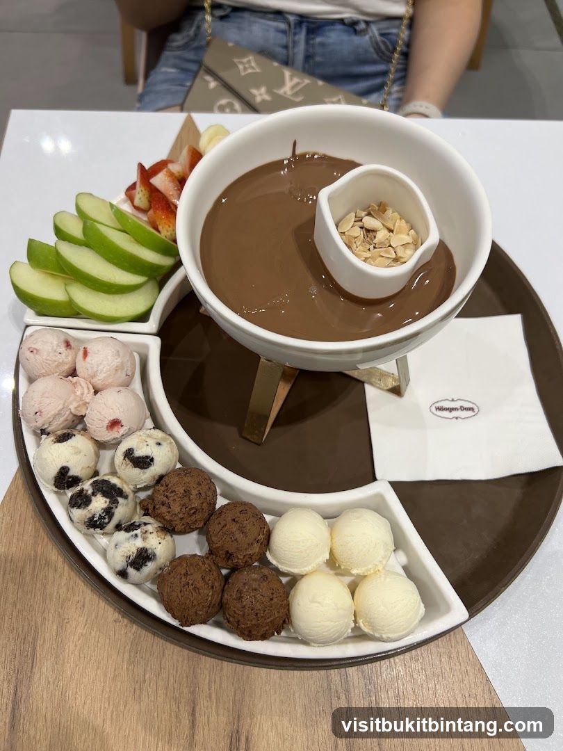 Chocolate Fondue with Ice Cream and Fruit