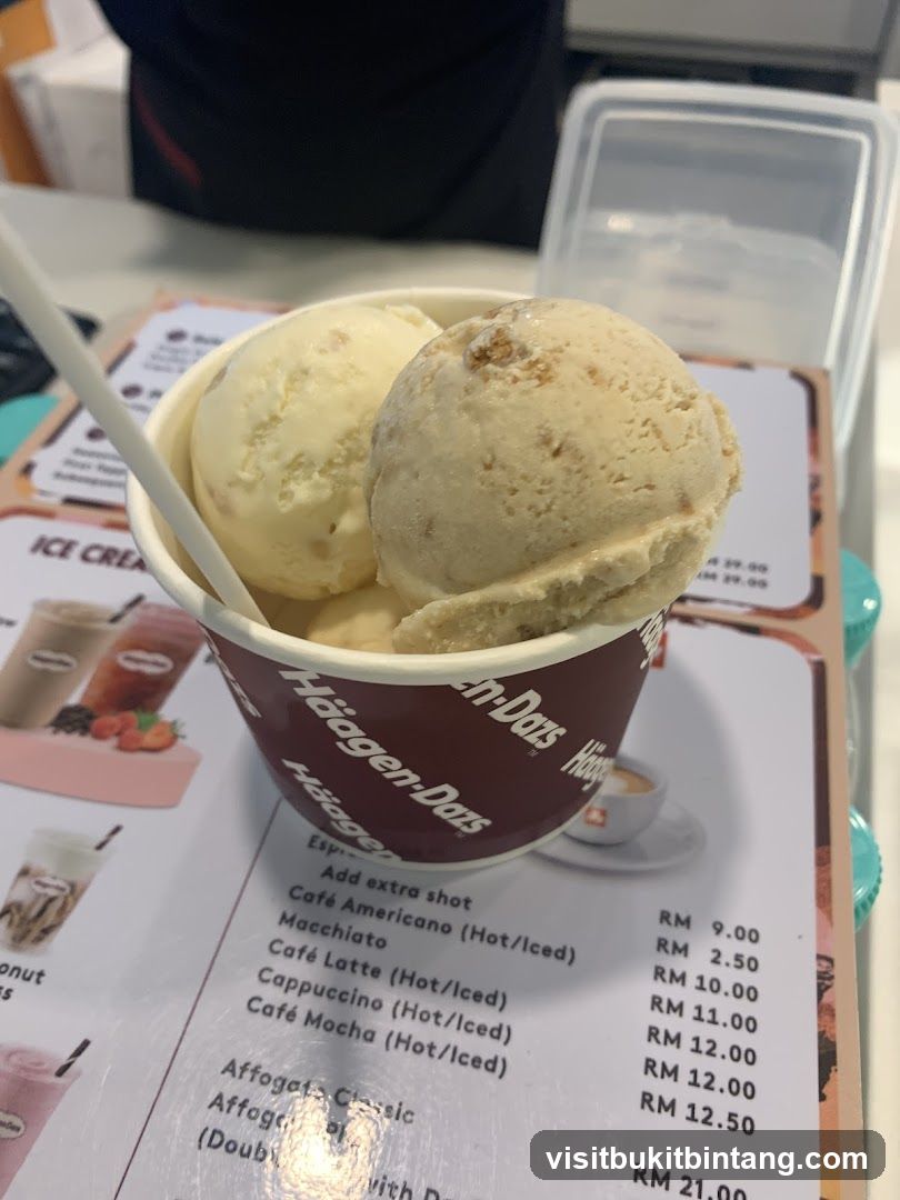 Häagen-Dazs Ice Cream and Coffee Menu