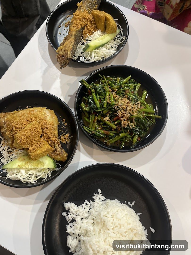 Fried Fish and Chicken with Rice and Vegetables
