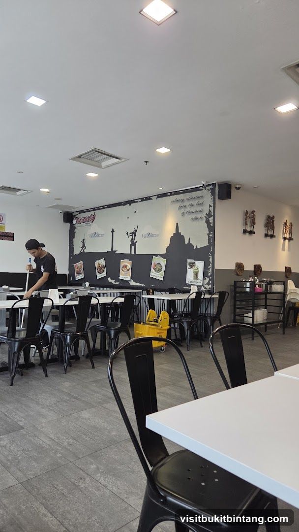 Restaurant Interior with Staff Cleaning