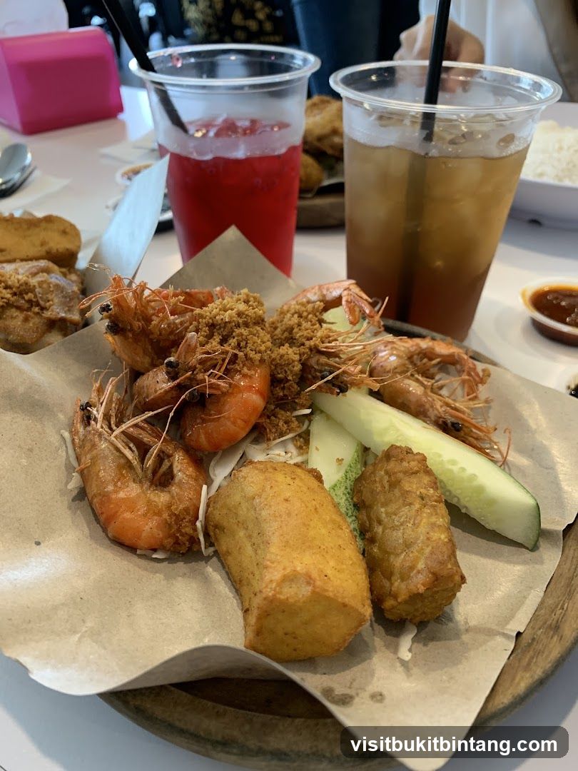 Fried Shrimp Platter with Drinks