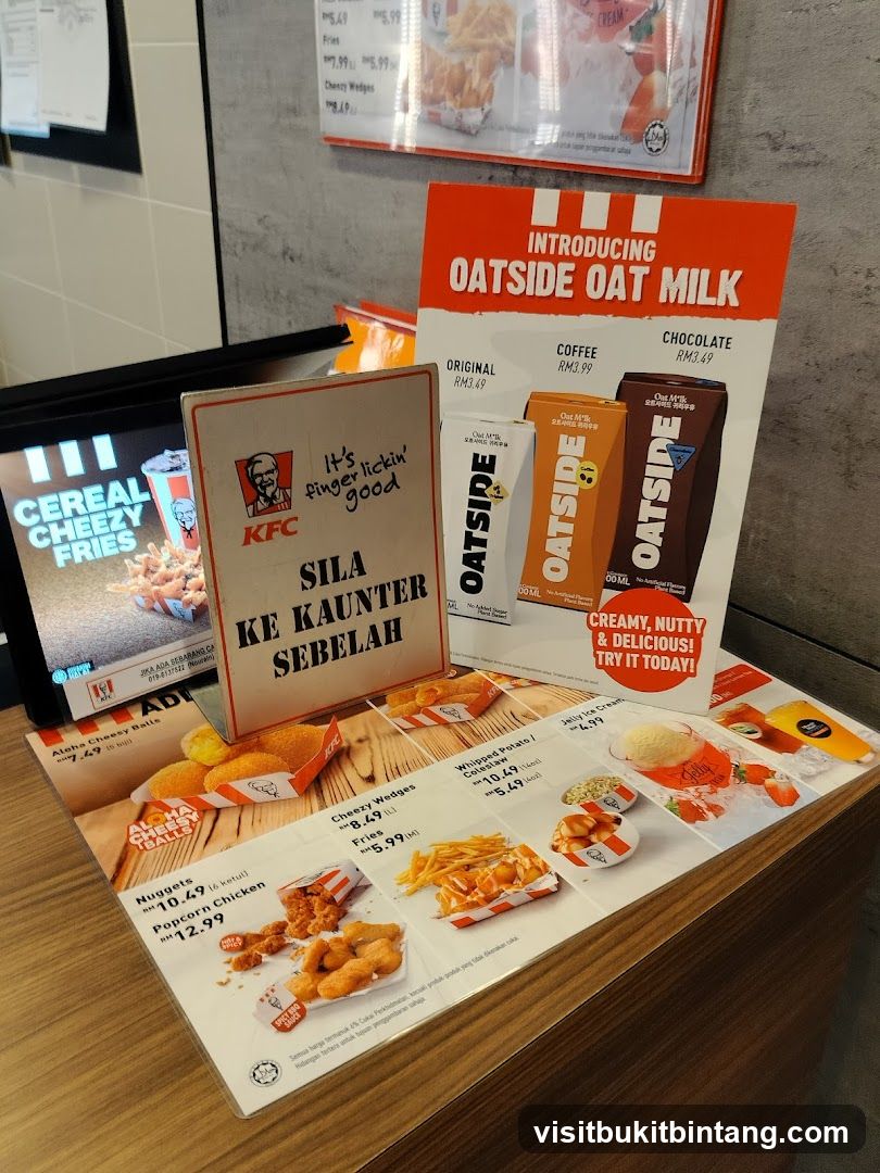KFC Menu and Oat Milk Advertisement