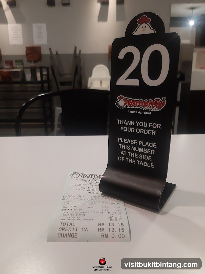 Table Number and Receipt