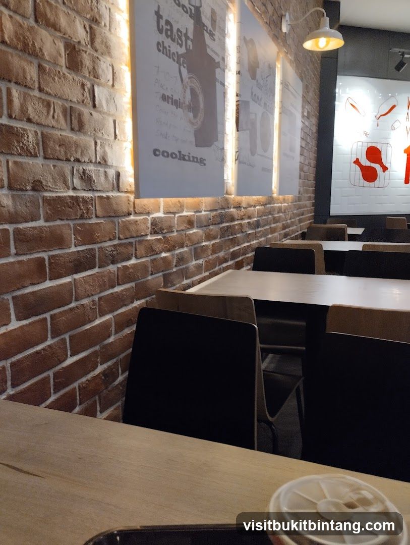 Restaurant Interior with Brick Wall and Artwork