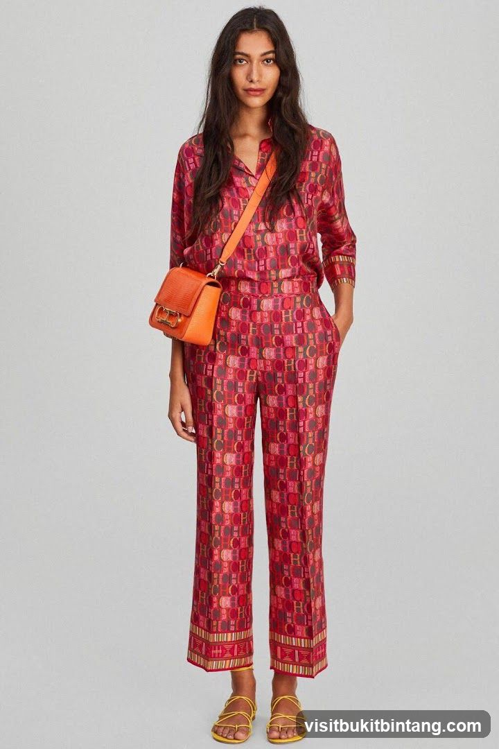Woman in patterned outfit