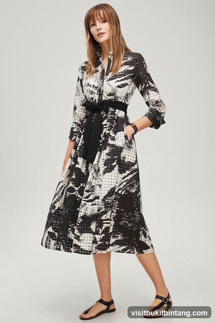 Woman in patterned dress