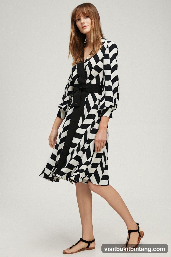 Woman in patterned dress