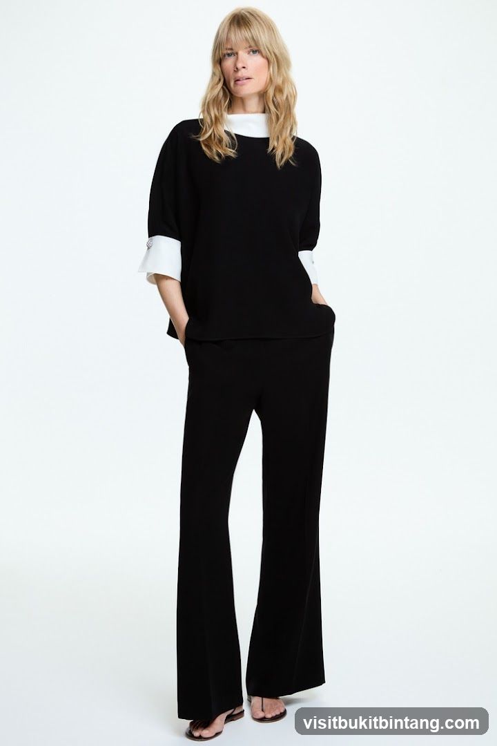 Woman in Black and White Outfit