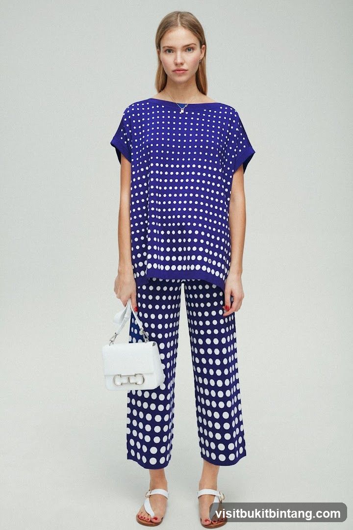 Woman in Polka Dot Outfit
