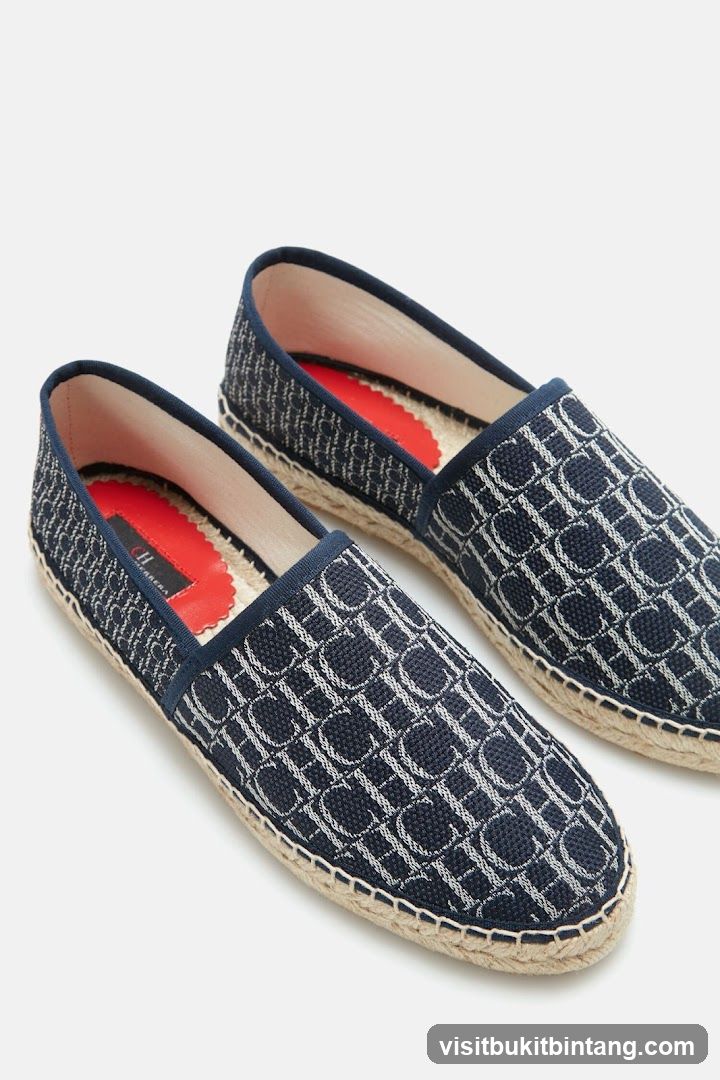 Navy Espadrilles with Monogram Pattern