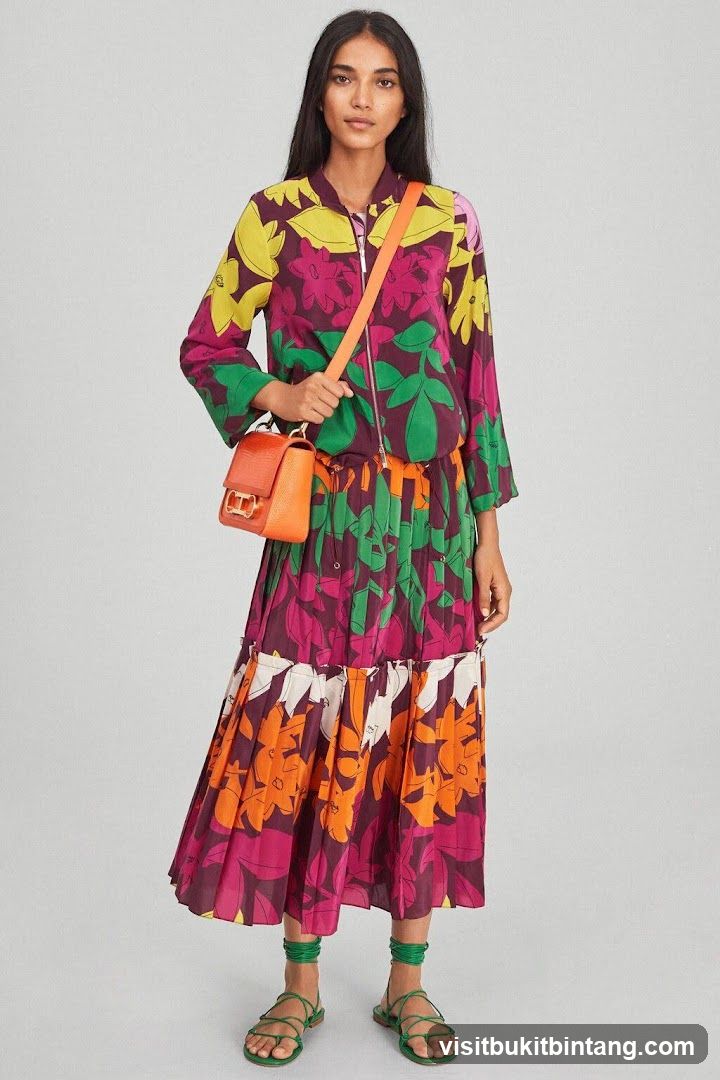 Woman in Floral Print Outfit