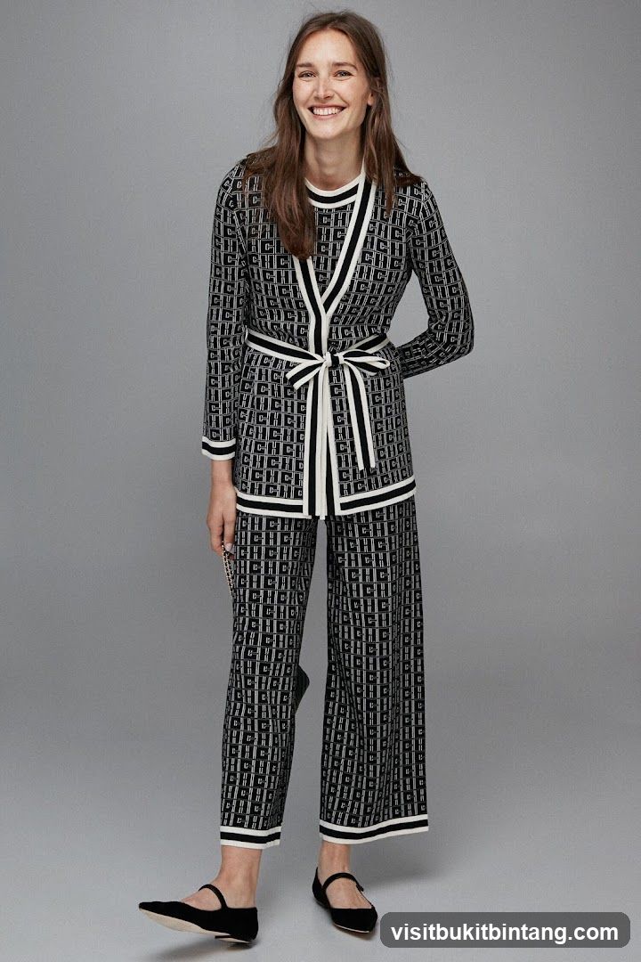 Woman in patterned outfit