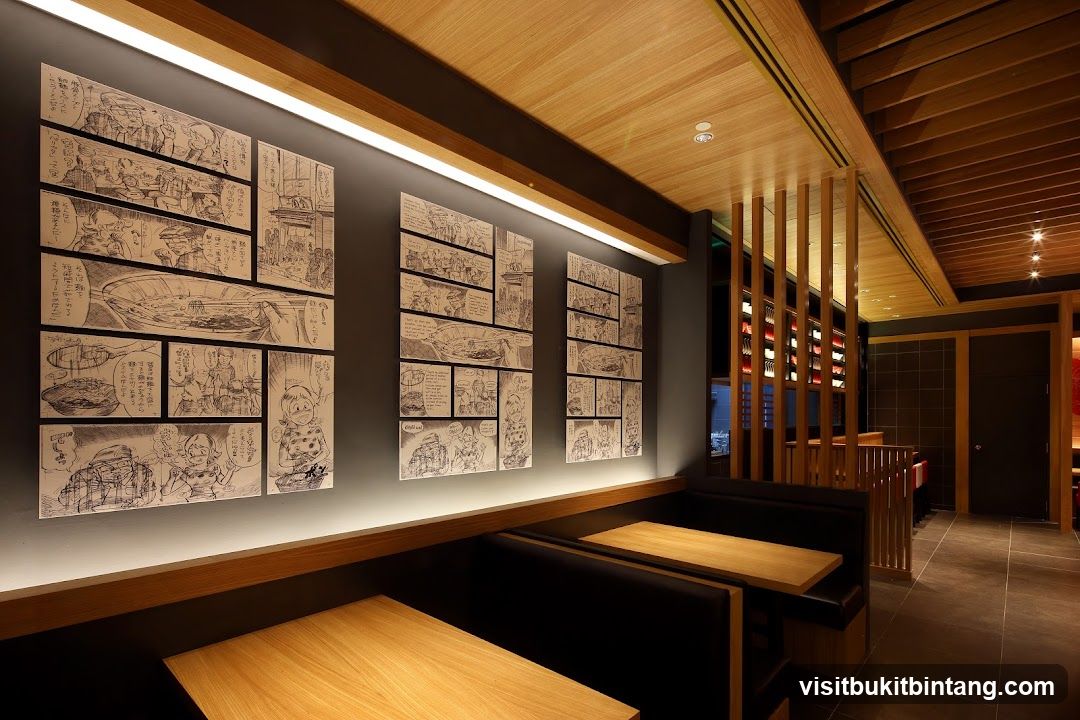 Restaurant Interior with Manga Panels