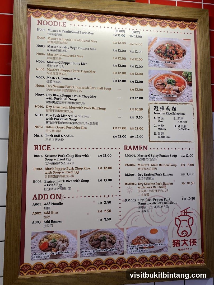Master G Menu