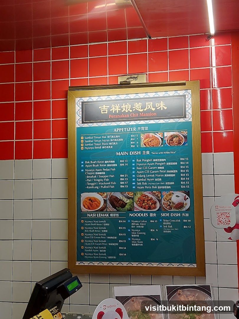 Peranakan Chit Mansion Menu