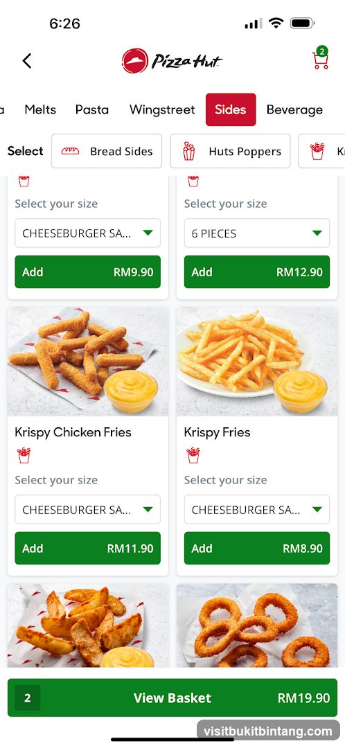 Pizza Hut Sides Menu