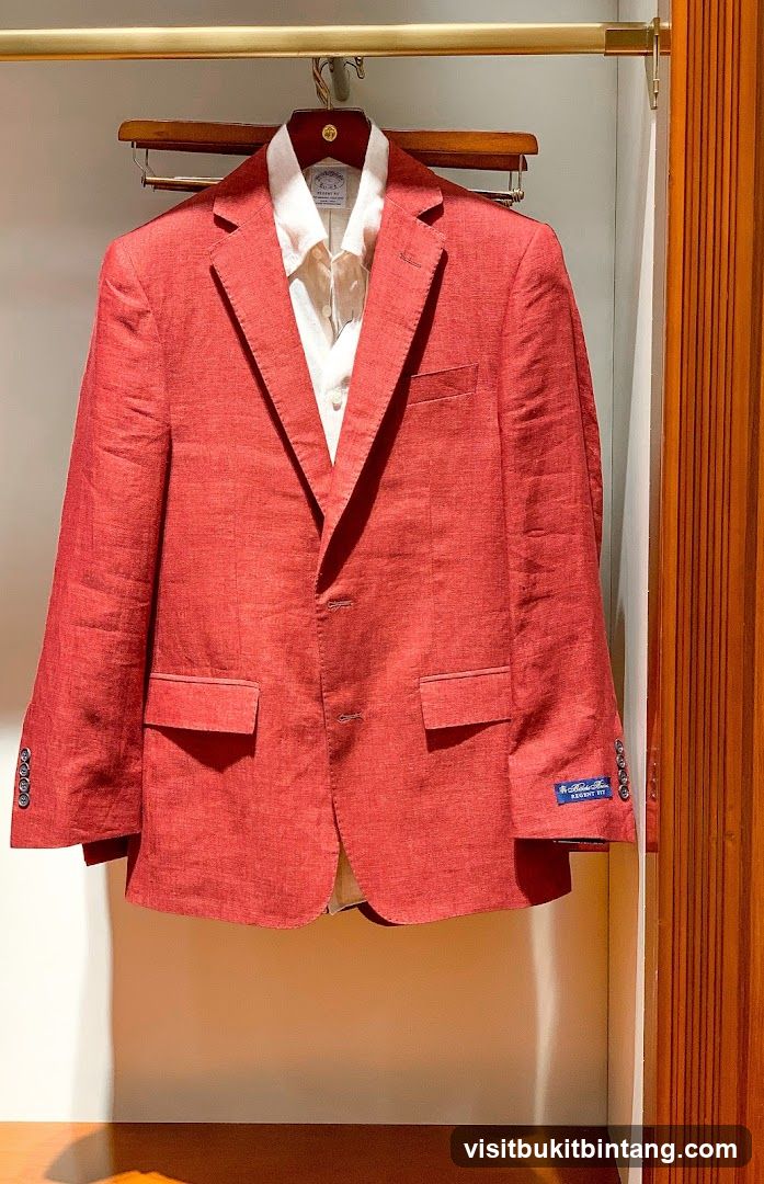 Red Linen Blazer and White Shirt