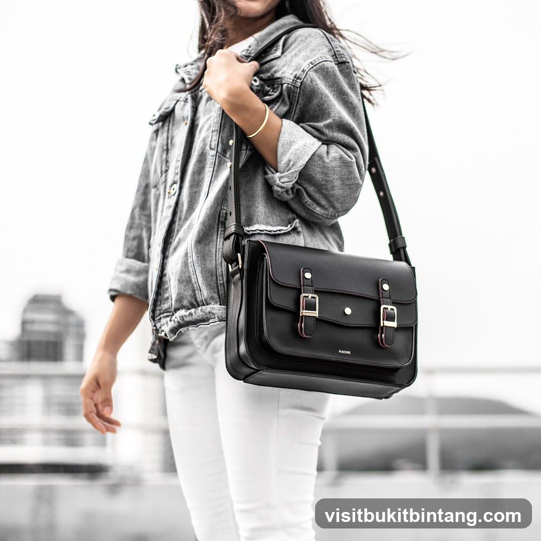 Woman with Black Satchel Bag