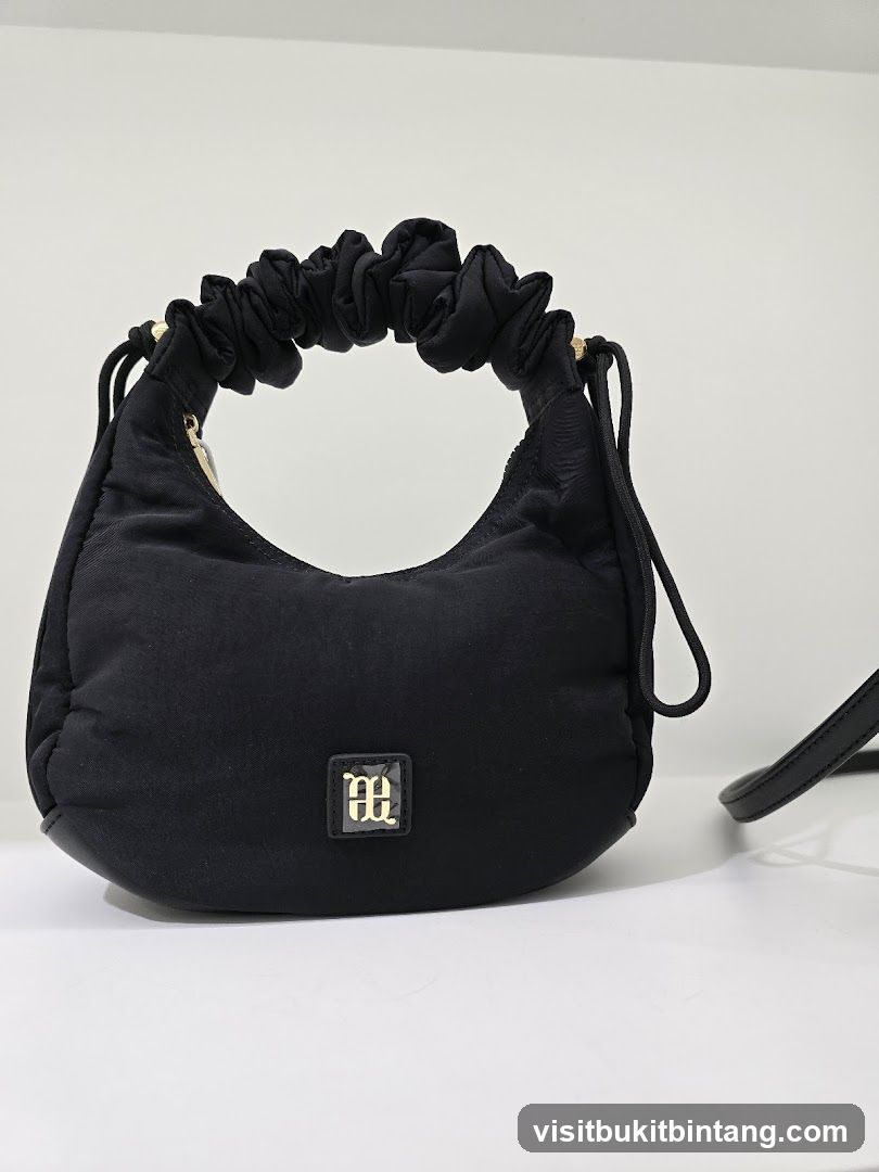Black Ruched Handbag