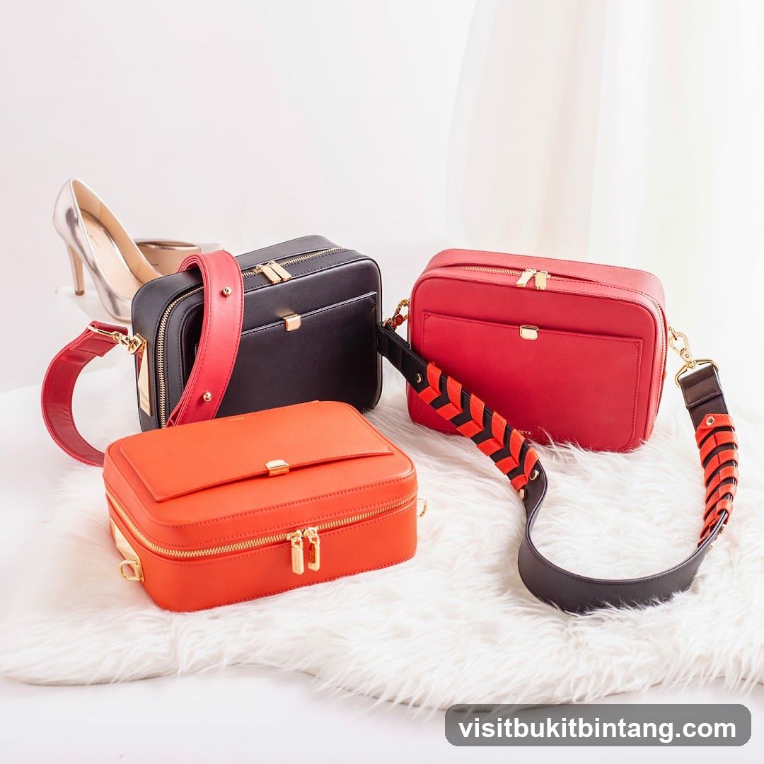 Three handbags and a pair of heels
