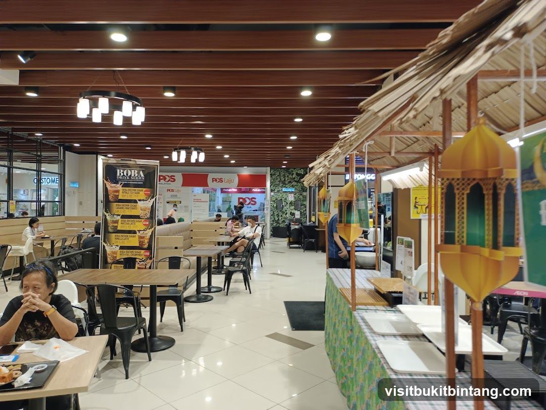 Indoor Market Stalls and Seating Area