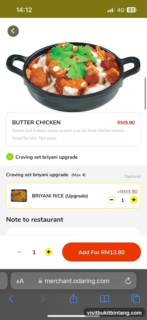 Butter Chicken with Briyani Rice Upgrade