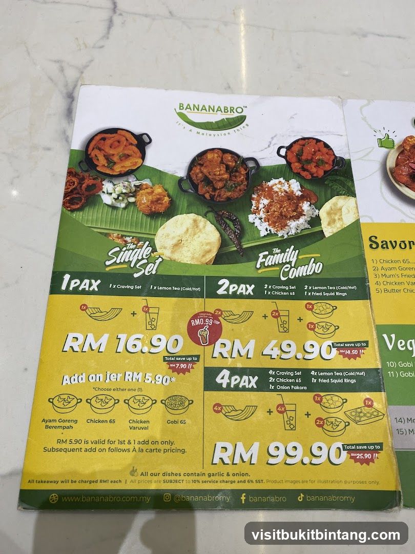 Bananabro Menu