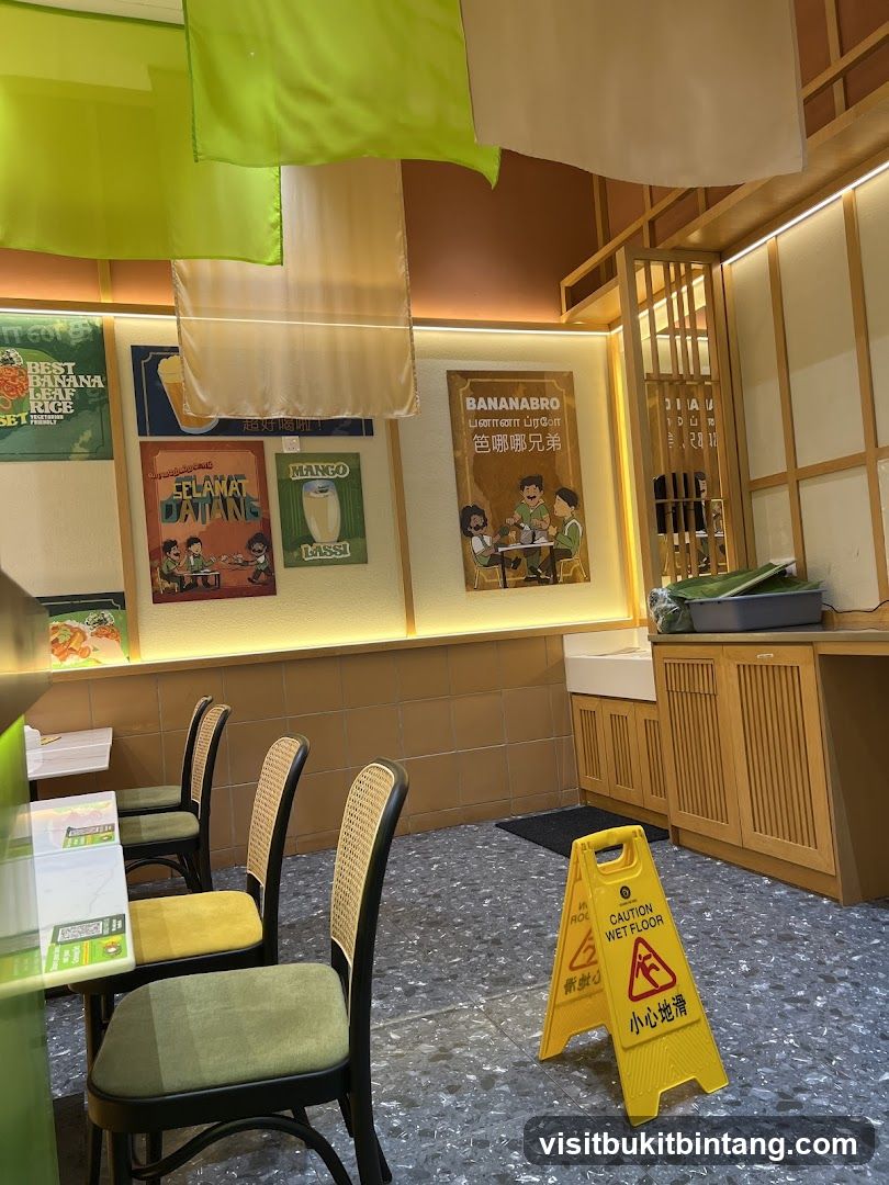 Restaurant Interior with Posters and Seating